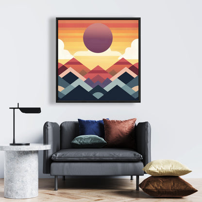 Toile minimaliste « La Montagne de la Paix » | Décoration d'intérieur encadrée