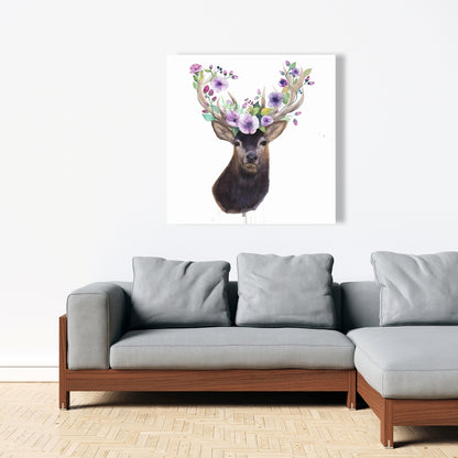 Romantic Animals Roe Deer Head Canvas - Home Decor
