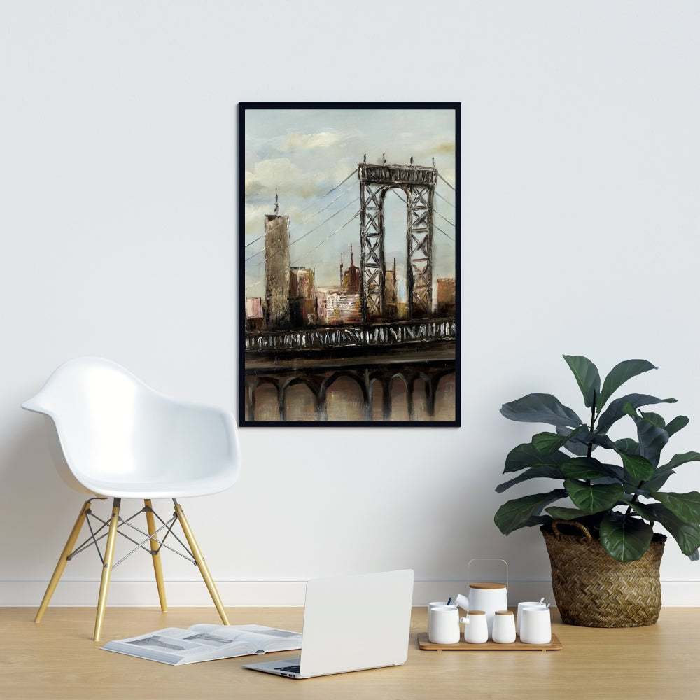 Pont urbain par Cloudy Day Canvas | Décoration de bâtiments bruns