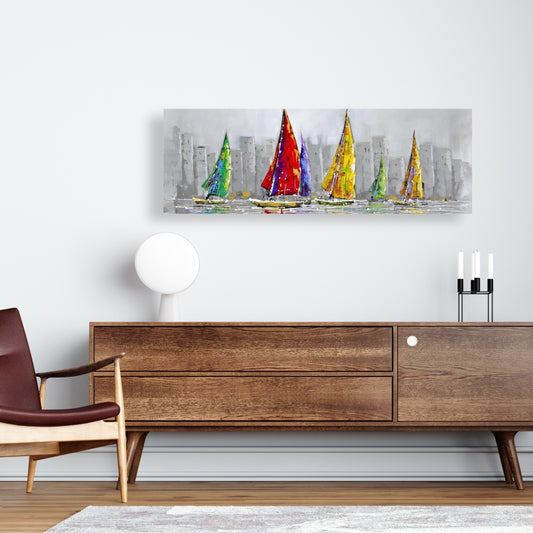 Sailboats in the Wind Canvas - Contemporary Bedroom Wall Art