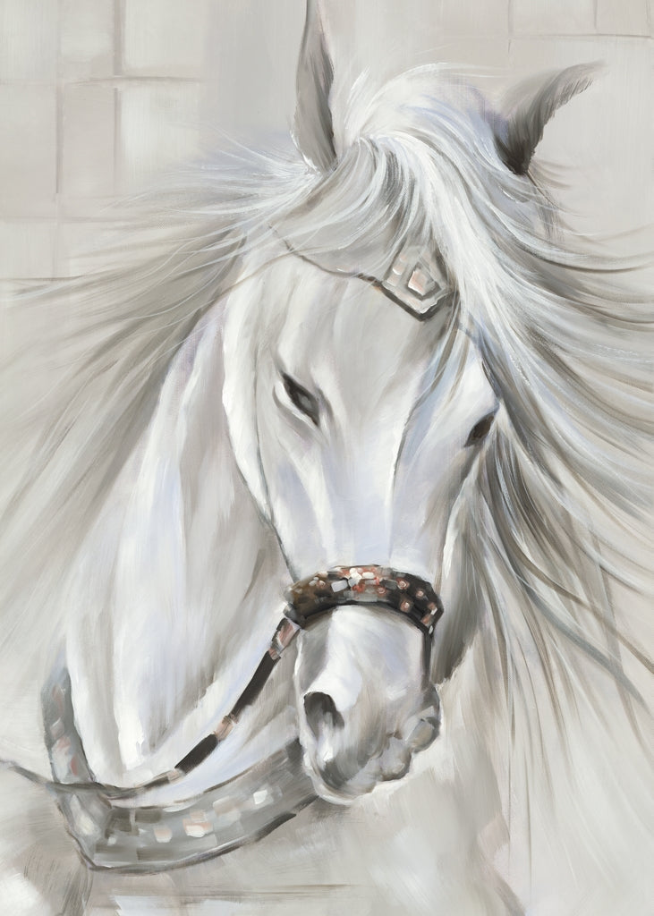 White Horse Mane in Wind | Gray Industrial Door Mat - Decor