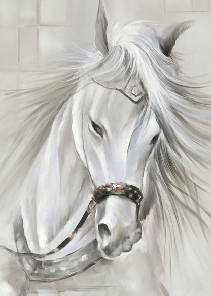 White Horse Mane in Wind | Gray Industrial Door Mat - Decor