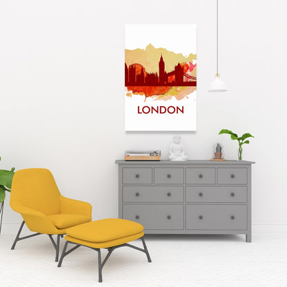 Paint Splash London Silhouette Canvas | Retro City Home Decor