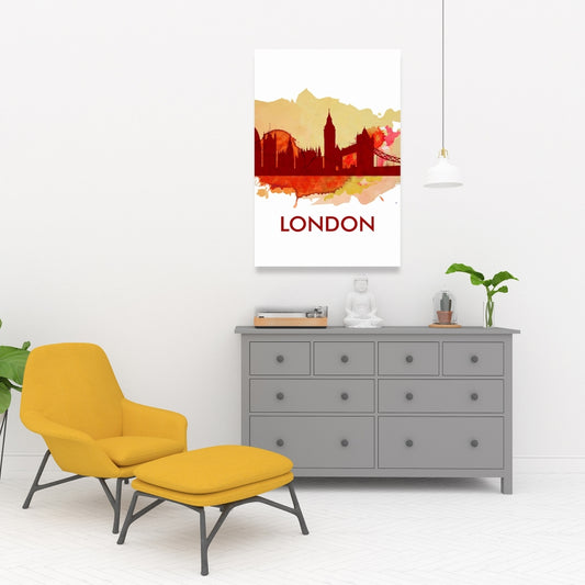 Paint Splash London Silhouette Canvas | Retro City Home Decor