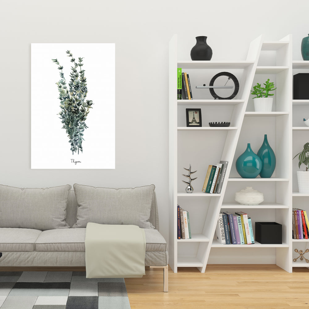 Toile illustrée « Feuilles de thym » | Décoration d'intérieur