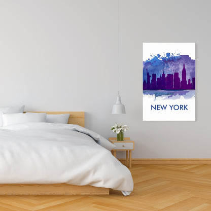 Blue New York City Silhouette Canvas | Retro Home Decor