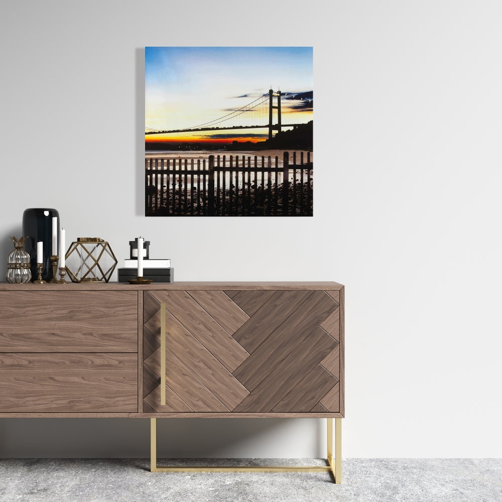 Blue Bedroom Canvas Art | Bridge by Sunset Home Decor