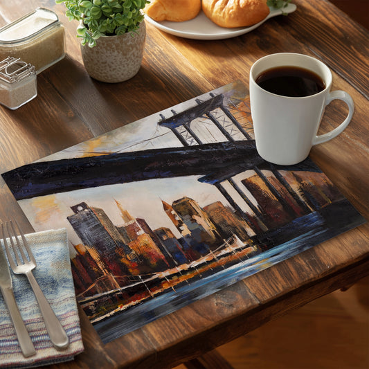 Sunset over new york - 14"x18" Polyester Placemat