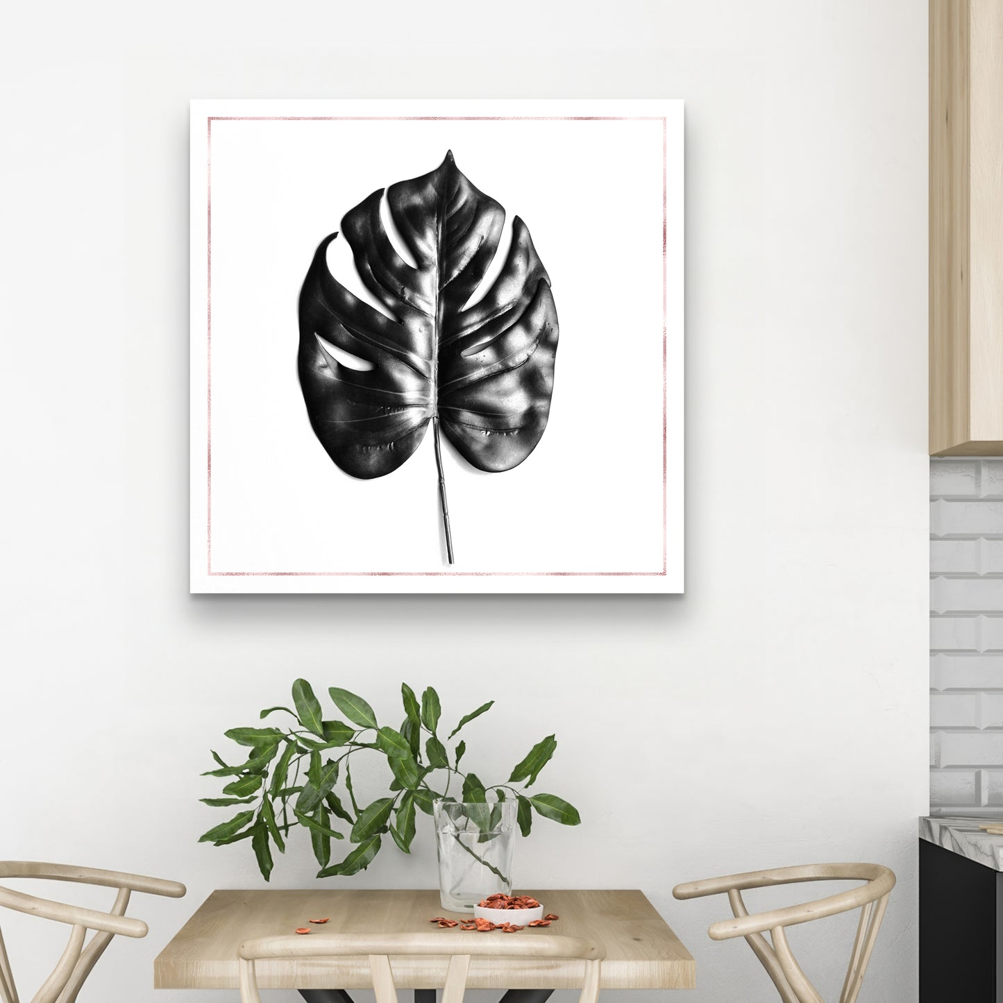 Toile botanique blanche exotique | Philodendron à feuilles fendues
