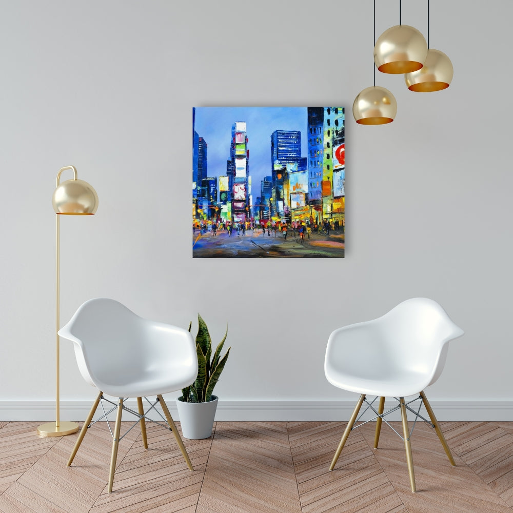 Retro Cityscape Times Square Canvas | Home Decor Wall Art