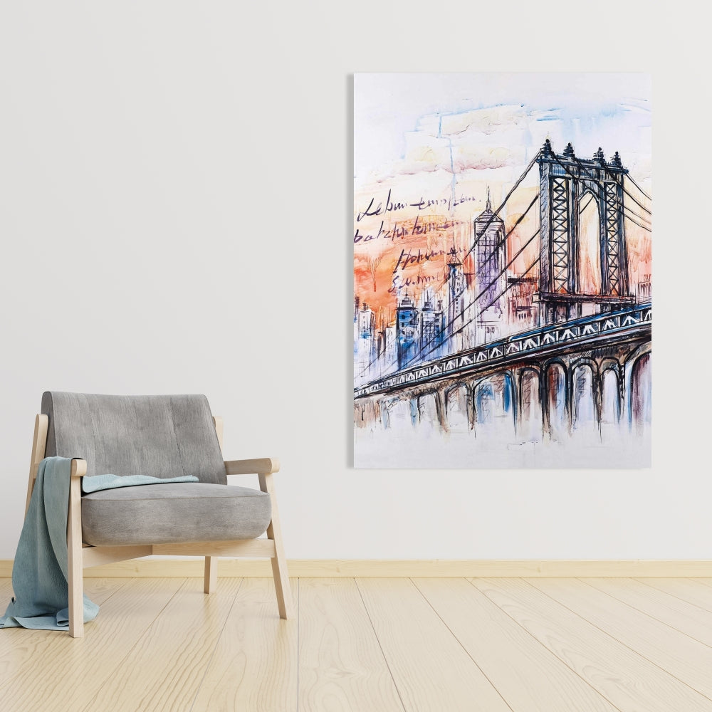 Bridge Sketch Canvas - Illustrative Bedroom Art for Home Decor