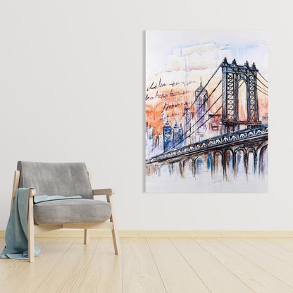 Bridge Sketch Canvas - Illustrative Bedroom Art for Home Decor