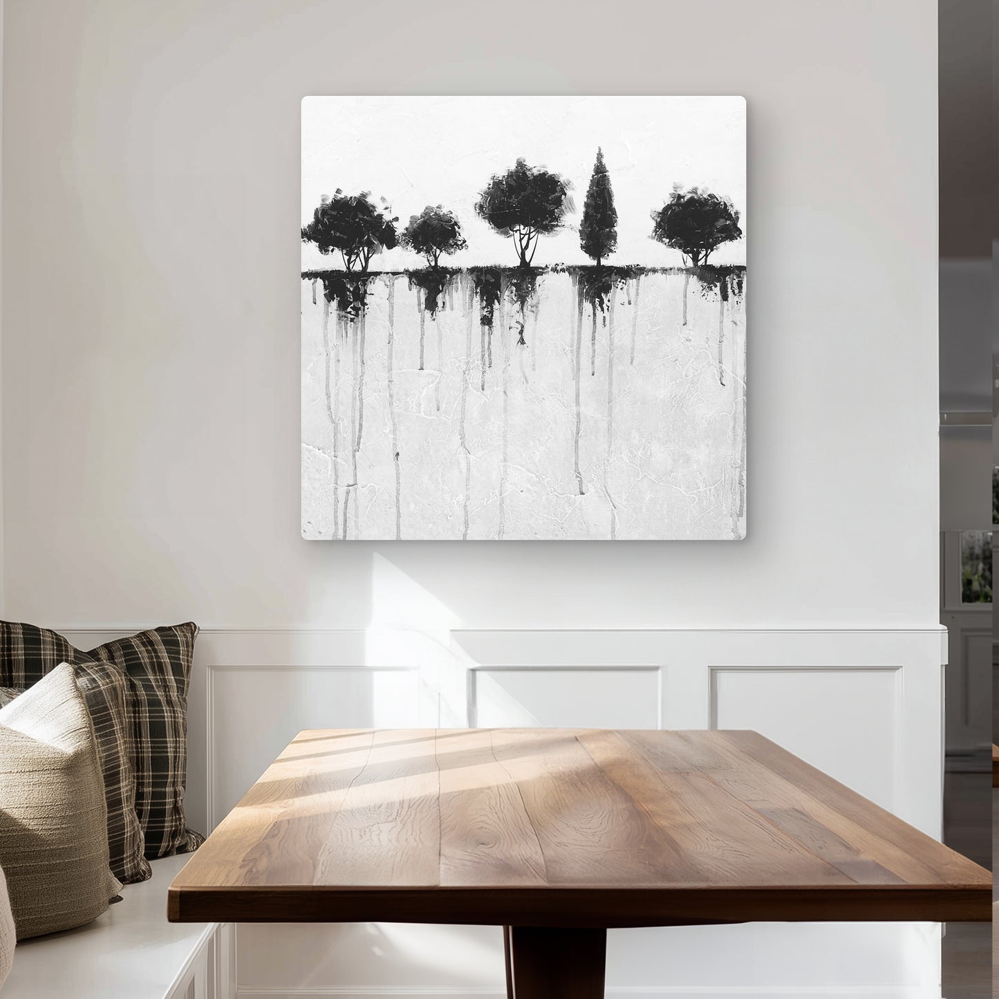 Abstract Black Trees - Modern Office Metal Print for Home Decor
