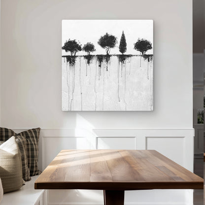 Abstract Black Trees - Modern Office Metal Print for Home Decor