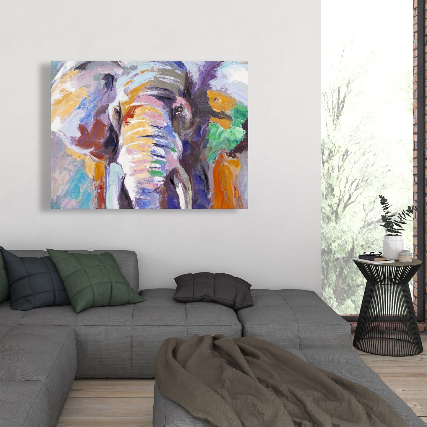 Purple Elephant Canvas - Pastel Home Decor | Animal Art