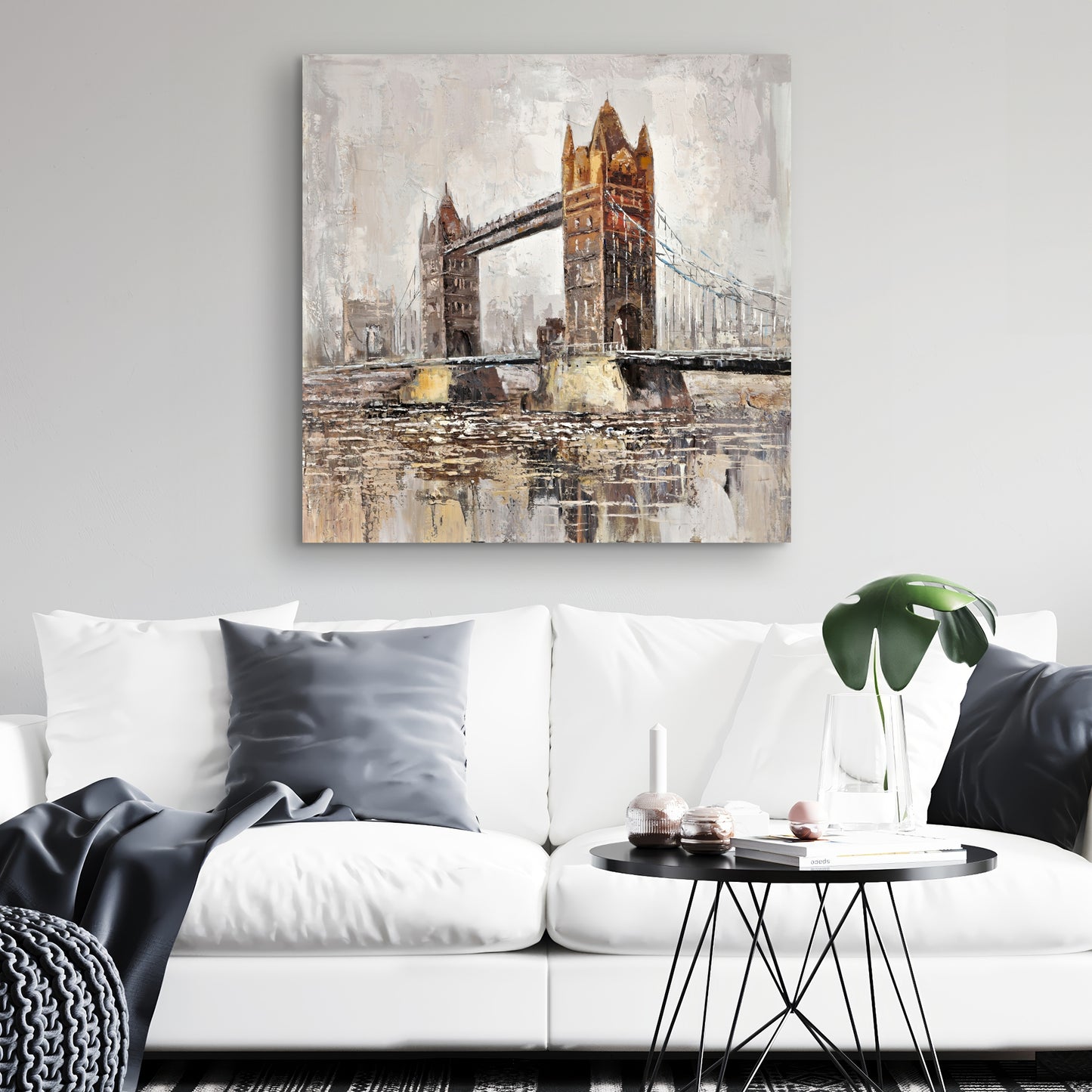 Contemporary Orange London Tower Bridge Canvas - Home Decor
