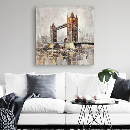 Contemporary Orange London Tower Bridge Canvas - Home Decor