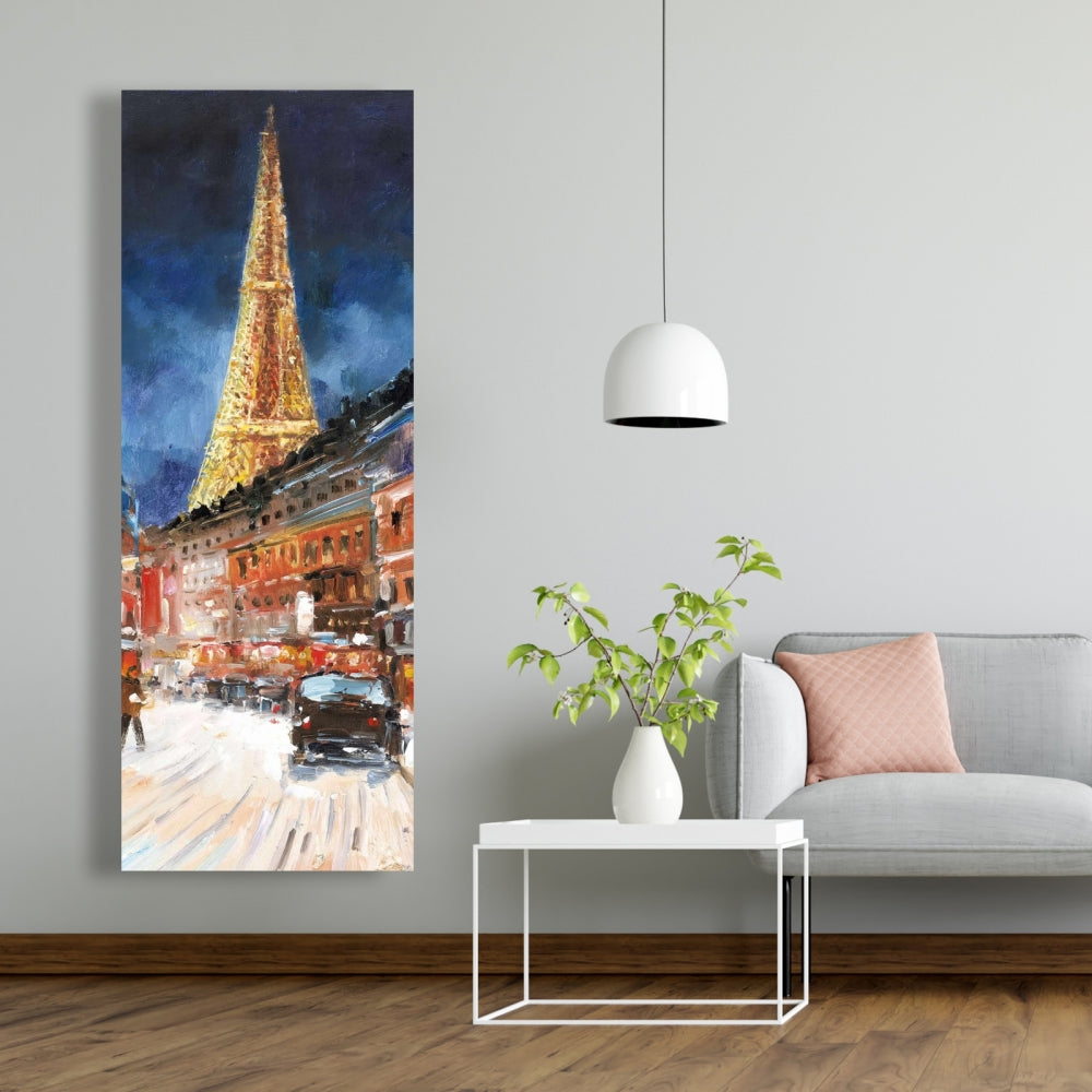 Illuminated Paris Canvas - Building Bedroom Street Decor