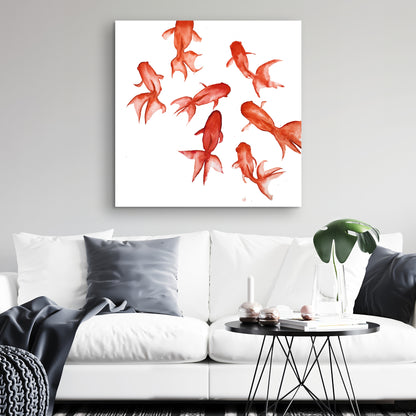 Red Fishes Canvas | Aquatic Animals Bedroom Decor Wall Art
