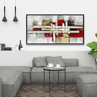 Toile abstraite aux formes entrelacées – Décoration d'intérieur moderne