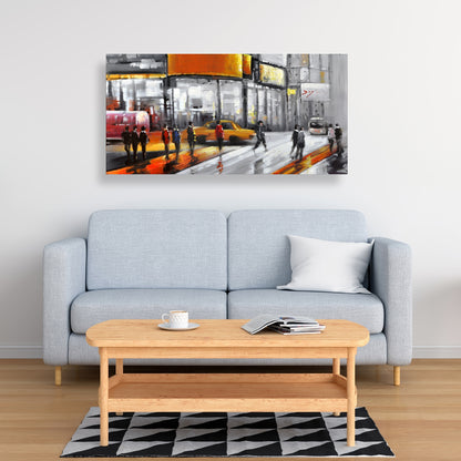 Gray Cities Canvas - Circulation in Times Square Home Decor