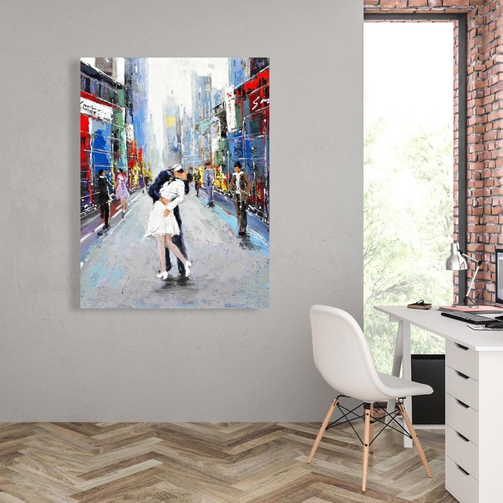 Kiss of Times Square Canvas - Cities Building Bedroom Decor