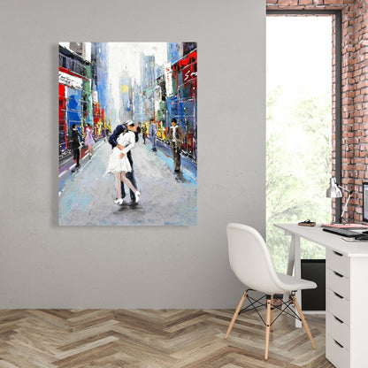 Kiss of Times Square Canvas - Cities Building Bedroom Decor