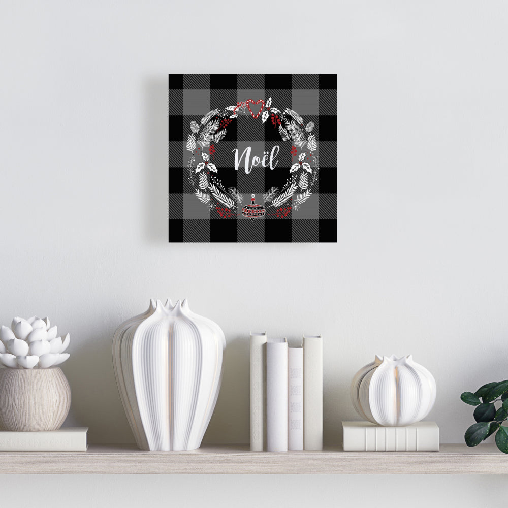 Couronne de Noël grise sur toile | Décoration murale pour cuisine