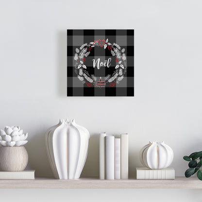 Couronne de Noël grise sur toile | Décoration murale pour cuisine