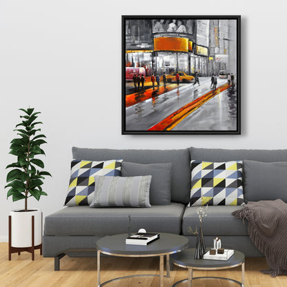 Circulation à Times Square, toile grise - Décoration contemporaine