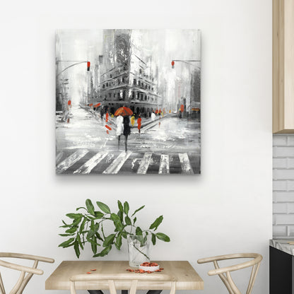 Greyish Flatiron Building Canvas | Cities Gray Wall Art Decor