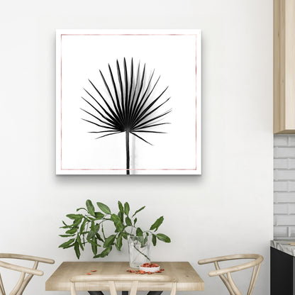 Toile à motif de feuilles de palmier chou | Décoration de salon botanique blanche