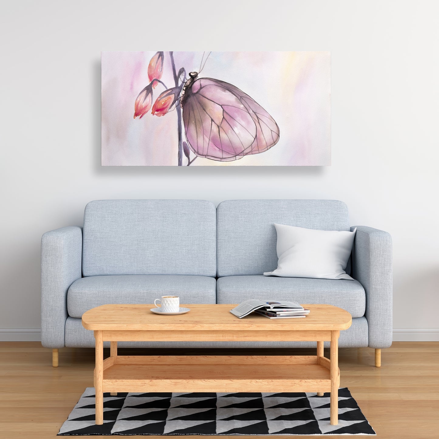 Toile Papillon délicat | Décoration murale romantique pour chambre à coucher