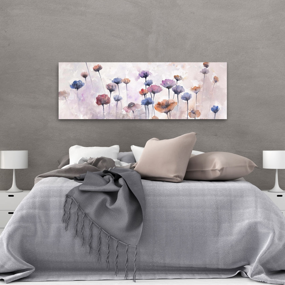 Toile « Petites fleurs sauvages » | Décoration murale violette pour chambre