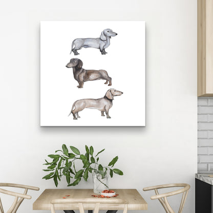 Toile scandinave représentant des teckels - Décoration murale
