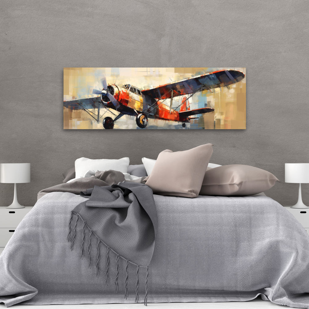 Take Off - Toile bleue contemporaine pour la décoration de la chambre