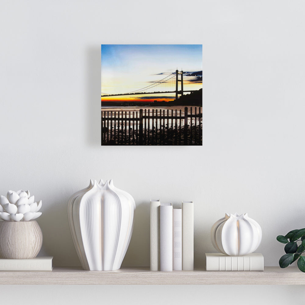 Blue Bedroom Canvas Art | Bridge by Sunset Home Decor