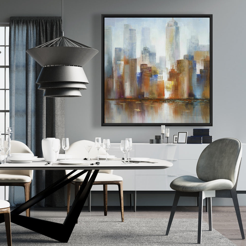 Paysage urbain dans le brouillard – Décoration murale moderne sur toile pour chambre à coucher
