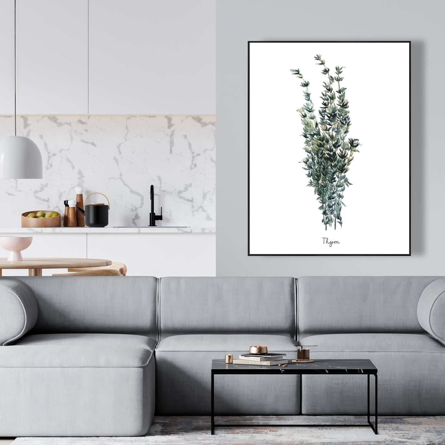 Toile encadrée « Feuilles de thym » | Décoration murale