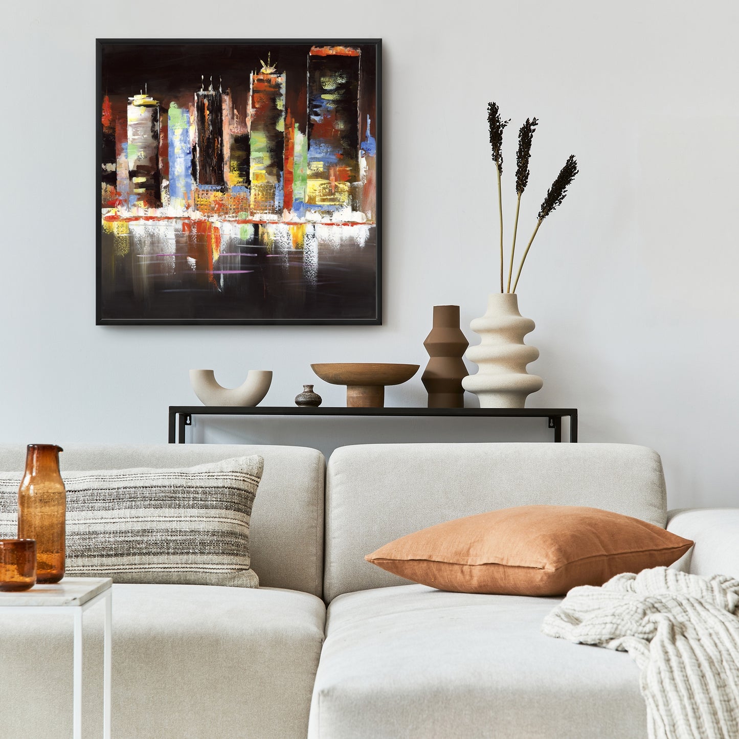 Toile Paysage urbain nocturne | Décoration murale moderne pour chambre à coucher