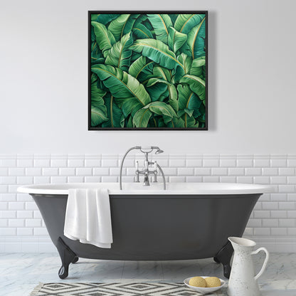 Feuilles vivantes - Décoration de chambre contemporaine sur toile encadrée