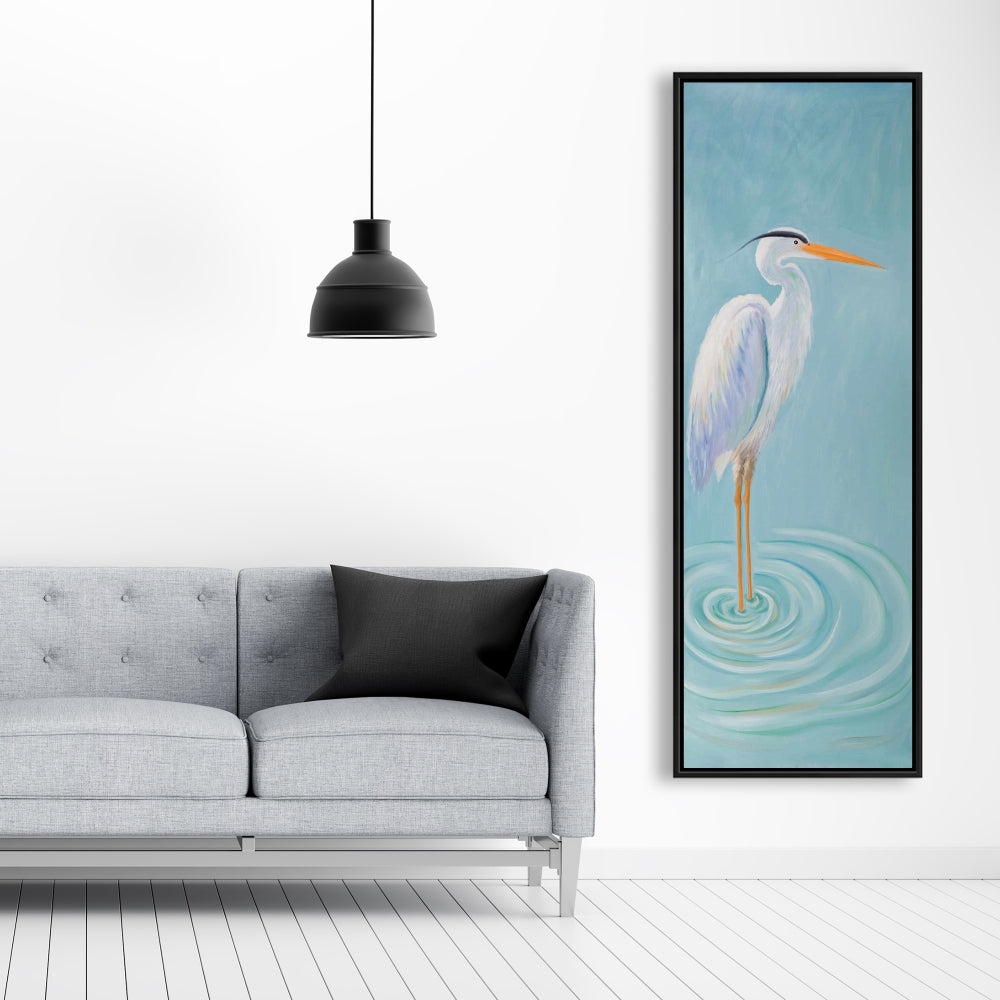 Toile Grand Héron Bleu | Oiseau marin encadré pour décoration intérieure