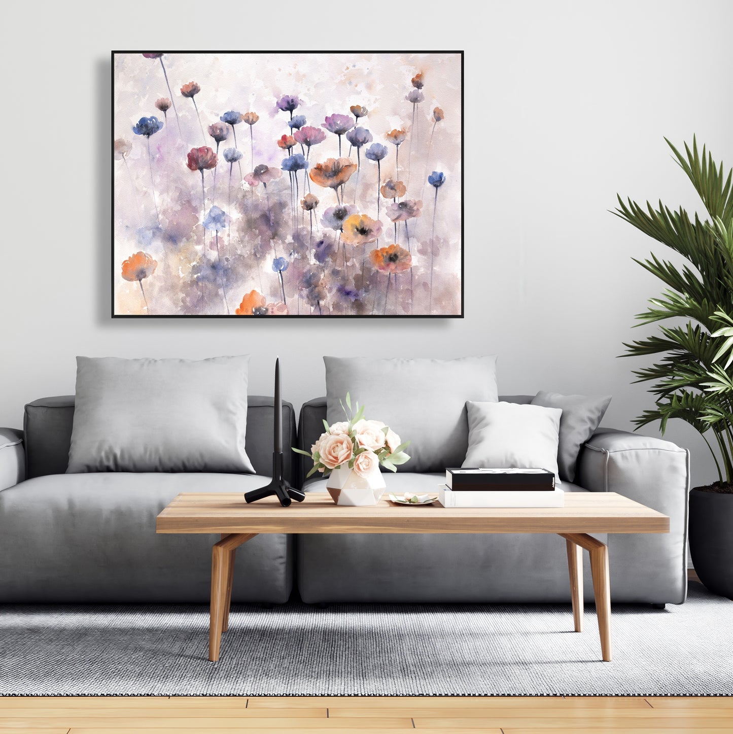 Toile botanique pour chambre à coucher | Cadre avec petites fleurs sauvages