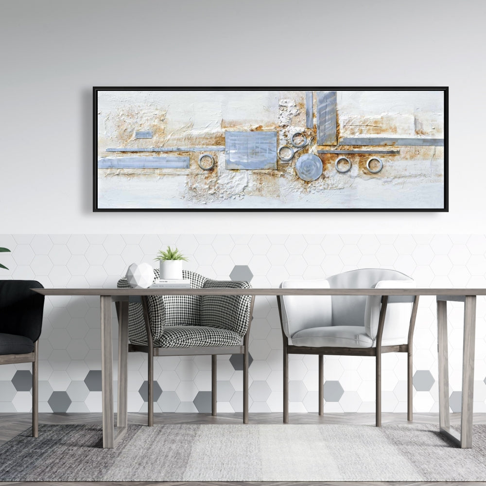 Toile de chambre industrielle grise – Décoration abstraite avec finition métallique