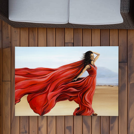Red Dress in the Desert - Beige 2'x3' Outdoor Area Rug