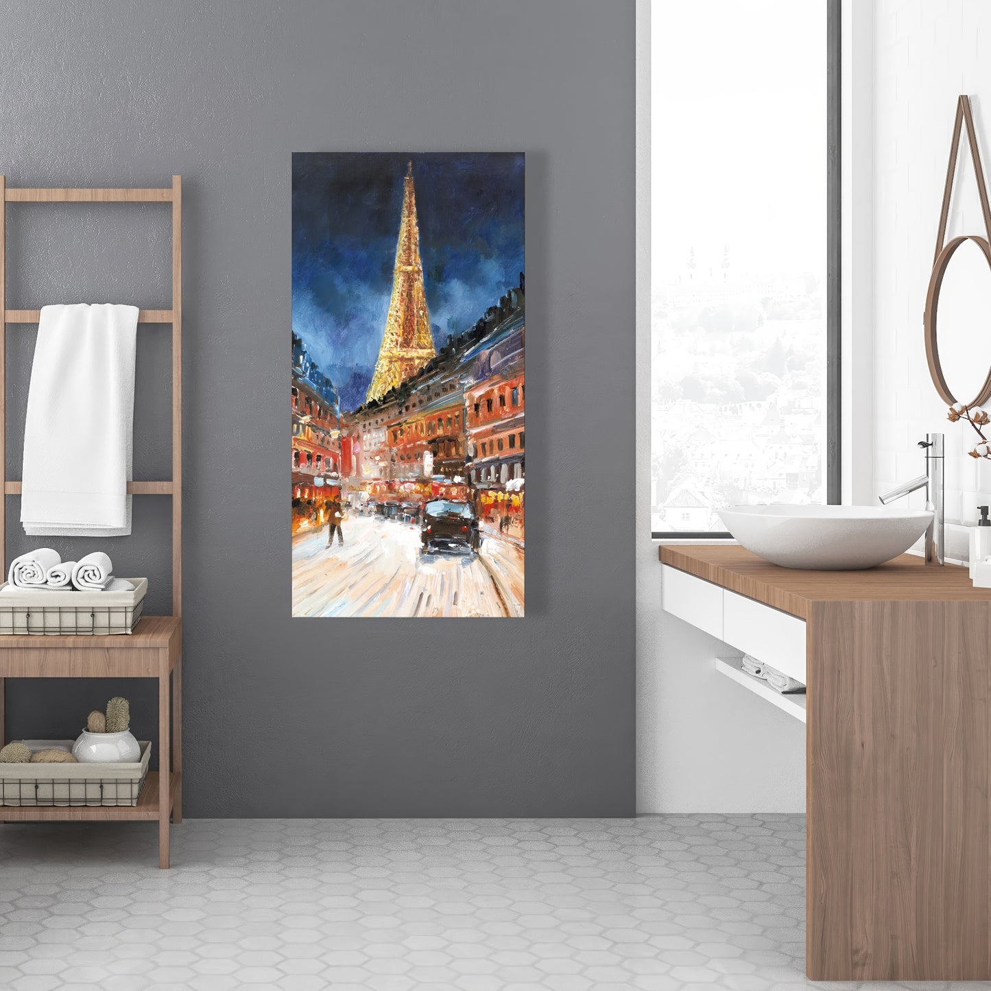 Illuminated Paris Canvas - Building Bedroom Street Decor