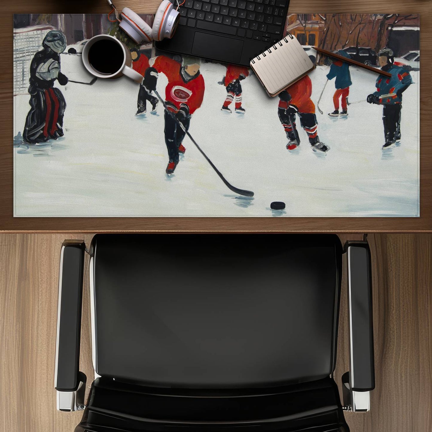 Young Hockey Players Desk Mat | Brown Hobbies Home Decor