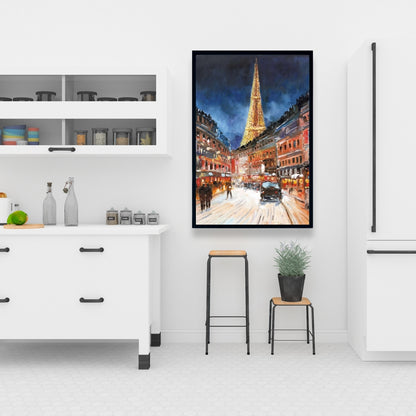 Illuminated Paris Canvas | Blue Frame | Contemporary Home Decor