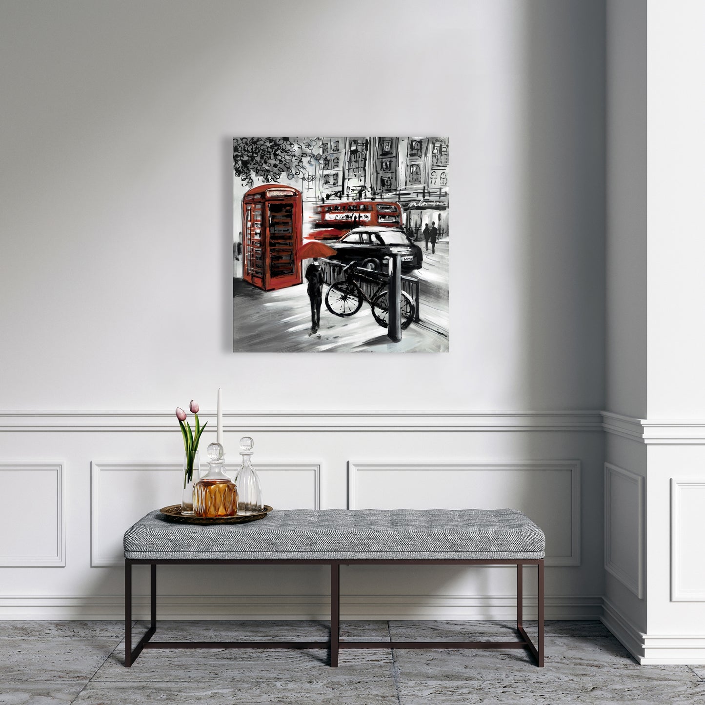 European Street Canvas - Cities Gray Contemporary Home Decor