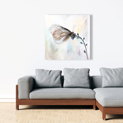 Butterfly on Blue Flowers Canvas - Bedroom Home Decor